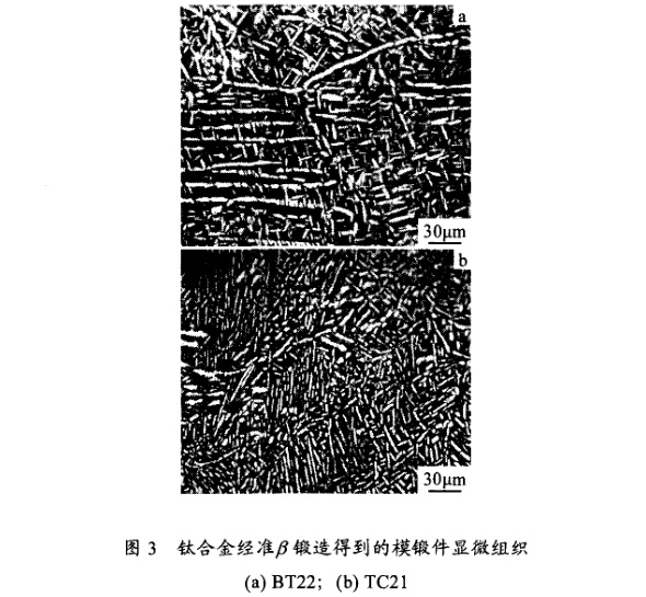 鈦合金準(zhǔn)β鍛造得到的模鍛件顯微組織 鈦合金準(zhǔn)β鍛造得到的模鍛件顯微組織